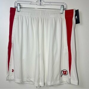 Under Armour Utah Utes Basketball Shorts Mens XL White Red Tech Vent 8in NWT